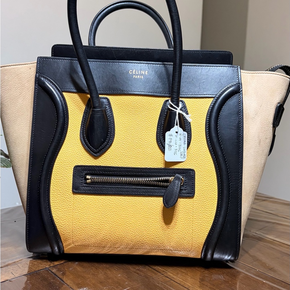 Celine Black and Yellow Tote Bag